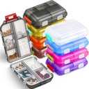 Meekoo 8 PC-uri Travel Pill Organizator Pocket Pilula Portable Case Daily Container Small Container Medicine Travel with 10 Compartiments for Purse Fish Oil Medicine (Multicolor)