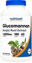 Nutricost Glucomannan 1,800 mg per servire, 180 capsule - sursa de fibre naturale, non-GMO, gluten gratuit