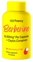 Berberine Supliment 15X Potență, Ceylon Scorțișoară pentru absorbție îmbunătățită și efecte sinergice. 8.500 mg per capsulă