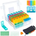 Organizator de pastile lunar 3 ori pe zi cu cutie de umiditate 31-Day, Sac de pastile saptamanal, Cutter Pill, Stickers, Pick de deschidere din plastic pentru utilizare ușoară, Management zilnic convenabil de medicație (alb)