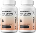 Pure Acid hialuronic Supliment 250mg cu vitamina C 50mg, 120 capsule Vegane - Hidratarea pielii pentru luciu natural, păr, unghii, Bone & Joint Health Formula
