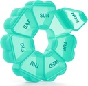 Organizator de pastile săptămânale mari, cutie de pastile 7 zi, KAPENS zilnic caz de vitamine Compartimente mari de capacitate, Containere pastile pentru suplimente de medicamente ulei de pește, verde