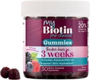 Produse de puritate MyBiotin ProClinic Gumies - parul mai gros incepand in 3 saptamani si lupte riduri - MB40X Biotin Matrix w/Astaxantină - 40X Mai mult Soluble vs Biotina Ordinar 30 Berry Gummy Chews