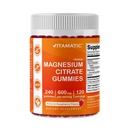 Vitamatic Magneziu Citrate Gumries 600mg per Servire - 240 Vegan Gummies - Aroma naturala de zmeura - Supliment de magneziu de mare absorbtie - Suporturi Nervi, sanatate osoasa si musculara