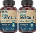 DEVA Vegan DHA-EPA Supliment nutritional, Non-Fish Derived din Algae, 300 mg Potenta, 90 Vegetarian Softgels - Pachet de 2