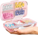 Travel Pill Organizator - Caz de medicină etanșă pentru Călătorie Farmacie Portabilă Cutie cu etichete Vitamina Container 8 Compartiment Supliment Deținătorul de medicamente Capacitate mare zilnică (Pink)