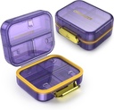 7 Compartiment Travel Pilula cutie, Pilula Organizator Proof umiditate mini caz de pilula, cutie de pilula mica pentru buzunar, Daily Portable Medicine Vitamina Box, Fish Oil Box, supliment cutie (Purple)