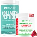 GOBIOTIX Super Greens & Colagen Bundle - Vitality Boost with Organic Spirulina & Hair-Skin-nails Support - 30 Servings Fiecare
