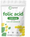 Acid folic 1000 mcg, 500 Softgels ulei de cocos (1mg) 