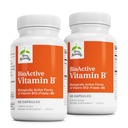 Terry Natural BioActive Vitamina B - Ajutor de sănătate cardiacă cu vitamine B bioactive - Supliment cu Folate & Calciu - B Complex Vitamina pentru a ajuta funcția sistemului nervos - 60 capsule (Pachet de 2)