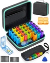 lunar Organizator Pill de 2 ori pe zi, cu săptămânal Pill Bag, Portabil Hard Shell, Pill Cutter, Plastic deschidere Pick, lunar & săptămâni Stickers, Convenabil de gestionare a medicației și urmărire