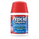 Pepcid Reductor complet de acid + Antiacid pentru Reflux acid, 10 mg Famotidină, 800 mg Carbonat de calciu & 165 mg Hidroxid de magneziu per comprimat de medicament pentru arsuri la stomac, Antiacid Chews, Berry, 25 ct
