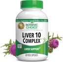 Botanic Choice Liver 10 Complex - Premium Liver Health Supplement - Natural Herbal Blend cu extract de lapte Thistle, Lecitina, și Curcumin C3-60 pastile