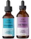 HERBAMAMA Herbal Liquid Drops Kit - Bundle of Ashwagandha Root Tincture 2 fl oz & Milk Thistle Extract 4 fl oz - Vegan, Non-GMO, Sugar & Alcool-Free - 2 Pack