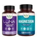 Naturals Nested Luna Sleep Aid & Magneziu Glycinate Chelat pentru somn, relaxare, & recuperare (180 capsule)