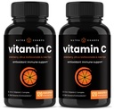 NutraChamps (2 ambalaj) Vitamina C 1000mg cu Elderberry, Citrus Bioflavonoids & Rose HIPS - 120 capsule Vegan, non-GMO Antioxidant Supliment pentru Imun Health & Colagen Productie 500mg Powder Pastile