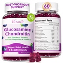 2 Pack Glucosamină Chondroitin Gummies - Glucosamină Chondroitin cu MSM, Elderberry, Turmeric, Supliment de sprijin comun pentru adulți, Bărbați și femei - Aroma de afine, 120 Cts