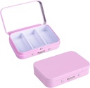 2Pack Pilula cutie 3 Compartiment Pilula caz,Portable Metal Travel Pilula cutie cu oglindă pentru medicină, vitamine,Pish ulei și suplimente,Portable Pilula cutie pentru buzunar sau Pursa (Pink)