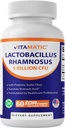 Vitamatic Lactobacillus Rhamnosus 5 miliarde per capsulă DR (10 miliarde per 2 capsule) - 60 Conte - Advanced Digestive & Imunity Support - Made with Prebiotic Inulin Fiber