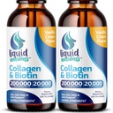 Colagen lichid și Biotin, 2 Fl. Oz, Ultra-Forngth Colagen Suplimente pentru femei, Keto Biotina prietenoasă pentru femei de creștere a părului, unghii, & Vitamine de piele B7 Colageno Peptides 
