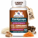 Cancer Sciences Cordyceps capsule supliment ciuperci - 1500 mg Organic Mushroom Complex pentru Wellness, Potență ridicată 40% Beta-Glucans, Supplement de sprijin imun pentru energie și rezistență Booster, 120 Conte