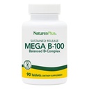 Naturas Plus Mega B-100 Complex - 90 comprimate vegetariene de eliberare susținută - energie și creier Booster - Gluten gratuit - 90 Serviri
