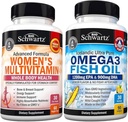 Multivitamine zilnice pentru femei Capsule (1 lună de aprovizionare) Plus Triple Putere Omega 3 Softgels ulei de pește (1 lună de aprovizionare)