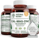 Natural Nutra calciu magneziu Zinc (Cal-Mag Zinc) Supliment cu vitamina D3 pentru puterea osoasă, ajută la îmbunătățirea digestia, sănătate Gluten gratuit și zahăr fără, Complex mineral esențial (100 Conte)