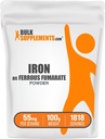 BulkSupplements.com Pulbere feros Fumarate - minerale esențiale, Supliment de fier pentru bărbați și femei - Gluten gratuit, 55 mg per Serving, 100g (3.5 oz) (Pachet de 1)