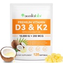 Vitamina D3 K2 Supliment Softgels, 10000 UI VIT D3 + 200 MCG K2 (MK-7) 