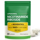 Suplimentul NAD, 900 mg - Nicotinamidă lipozomală Ribozidă NAD + Supliment cu Resveratrol sprijină musculare, creier, energie celulară - NMN Supliment alternativ pentru bărbați și femei, 80 capsule (Pachet de 1)
