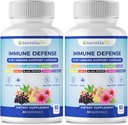 Suplimentul de suport imun - 2 cutii 10 din 1 Elderberry, Echinacea, Vitamina D, Vitamina C 1000mg & Zinc - cu Booster imun pentru adulţi - 120 Vitamine Capsule