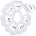Organizator de mari pastile săptămânale, cutie de pastile 7 zi, KAPENS zilnic caz de vitamine Compartimente mari de capacitate, Containere pastile pentru suplimente de ulei de pește, alb