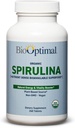 BioOptimal Organic Spirulina Tablets - Organice, Non-GMO, Nu Aditivi sau Fillers - 500 mg Premium Quality Dietary Supliment cu vitamine, minerale, și antioxidanți (240 comprimate)