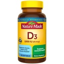 Natural Made Vitamina D3 1000 UI (25 mcg), Vitamina D Supliment pentru Bone, Dinți, Musculare și Imuna Health Support, 100 Softgels, 100 zile de aprovizionare