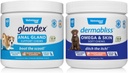 Vetnique Dermabliss Omega & Skin Supplement Chews for Dogs (60ct) & Glandex Anal Gland Support Peanut Butter Soft Chews for Dogs (60ct) Bundle