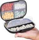 Sukuos Travel Pill Organizator Săptămânal cu dublă blocare, cutie pilula portabilă cu mare 7 Compartiment, Aired Daily Medicine Case Container cu etichete pentru vitamine / uleiuri de pește / suplimente