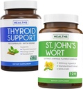 Bundle of St. John's Wort & Tiroidal Support - Mood Boost & Balance Bundle - St. John's Wort (Non-GMO) with puternic 900mcg Hypericin Extract & tiroida Support with Iod for Energy Imbunatatire