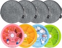 INVODA Weekly Pill Organizator 7 Compartiment Rotating Pilula cutie pentru medicatie zilnica si vitamine - Portable Travel Pilula Suplimente de ulei de pește Organizator (4 Pilula Box + 4 Bag)