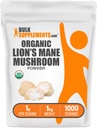 BulkSupplements.com Organic Lions Mane Mushroom Powder - Lions Mane Powder, Mushroom Supplement - Vegan & Gluten Free, 1g per Serving, 1kg (2,2 lbs) (Pachet de 1)