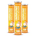nutrazul Immune Triple Action Tablete Effervescent cu vitamina C 1000mg, Vitamina D, Zinc, Suport Daily Routine, Gluten-Free, Zahăr-Free, Lactoză-Free, Orange Flavor, 20 comprimate, (Pachet de 3)