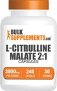 BulkSupplements.com L-Citrulin Malat Capsule - sub formă de L-Citrulină Malat 2:1, Suplimentul de oxid azotic - Gluten gratuit, 8 capsule per Serving (3000mg), 240 Conte (Pachet de 1)