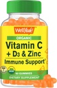 Ei bine, vitamina organică C + D3 + Gumiile de zinc - Boosting imun, Antioxidant-Rich, și de sănătate osoasă de sprijin, USDA Organic, Vegan, și non-GMO - Gluten-Free, Nut-Free Gummy - 60 Conte