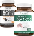 Black Seed Oil & Irish Sea Moss (3-Month Supply) - Power Duo Bundle of Black Seed Oil (180 capsule) Cold-Pressed Nigella Sativa & Irish Sea Moss (180 capsule) with Bioperine and Bladderwrack