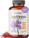 Optimal Prime Saffron Supliment - 100% Extract de șofran pur 88,5 mg - Ajuta la sustinerea moda optima, energie, și metabolice, Vegetarian prietenos, non-GMO, gluten-free, soia-free, 90 capsule