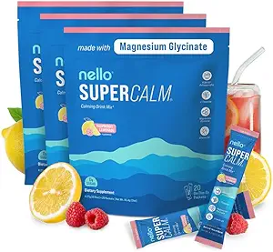 Nello Supercalm Drink Mix - Ashwagandha KSM 66, Magneziu Glicinate & L-Theanin Supliment, Vitamina D3 - Ashwagandha Root Extract (3-Pack)