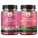 Bundle de suport avansat PMS Suplimentul pentru energie scăzută meniuri perioada de suport cramps şi înălbitor ajutor pentru femei şi putere suplimentara Saw Palmetto pentru femei - DHT Blocker îngroşarea vitaminei parului