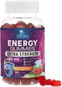Gume de energie 1000mcg - cu vitamina B12, Ceai verde Cafeina Natural Suport, Gume de energie de zi cu zi - Aroma delicioasa Berry B12 Suplimentul de exercitii pentru rularea ciclism si sport - 120 Chews