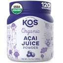 KOS Organic Acai Juice Powder - USDA Certified Organic, pe bază de plante Superfood Antioxidanti, Superberry din Brazilia, Mare pentru Smoothies și Bowls, 0g Sugar, Vegan, Gluten-Free, Non-GMO - 120 Servings