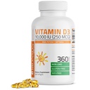 Vitamina Bronson D3 10000 UI (250 mcg) Potenţă mare - Susţine sistemul imunitar sănătos, oase puternice, muşchi şi dinţi - non OMG, 360 Softgels